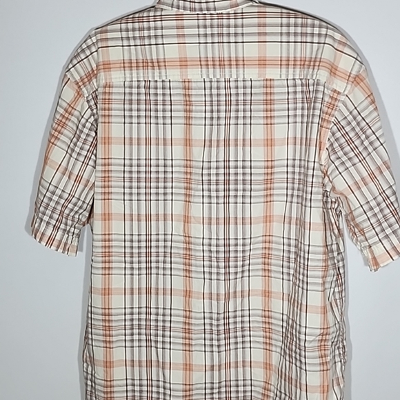 Timberland Men's Shirt Beige/Orange/Brown 100% Cotton Short Sleeve Button Up L - Picture 4 of 10